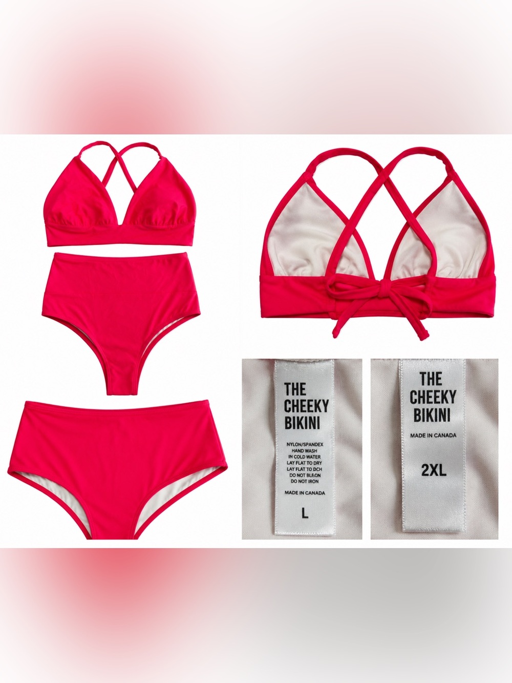 The Cheeky Bikini Red High-Waist Two-Piece modestly  cheeky